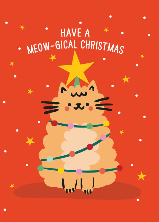 Meow-gical Cat Tree Christmas Card
