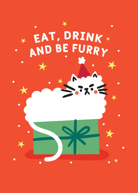 Be Furry Cat Christmas Card
