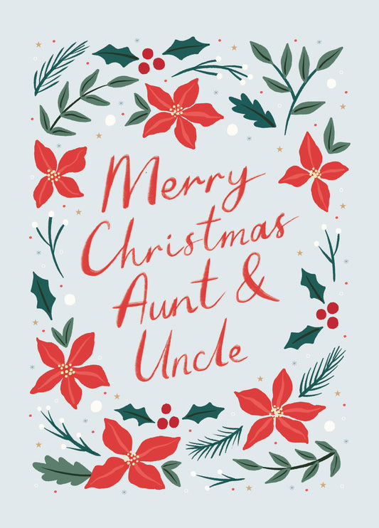 Aunt And Uncle Poinsettia Christmas Card