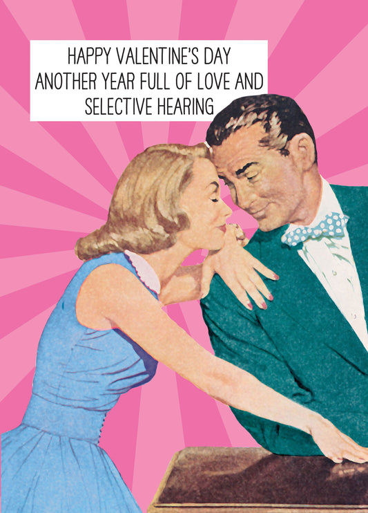 Selective Hearing Retro Valentine's Card