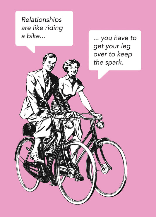 Riding A Bike Retro Valentine's Card