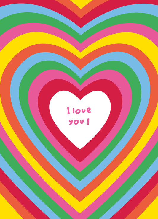 I Love You Rainbow Heart Valentine's Card