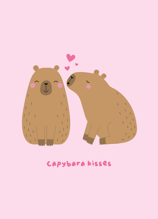 Capybara Kisses Valentine's Card
