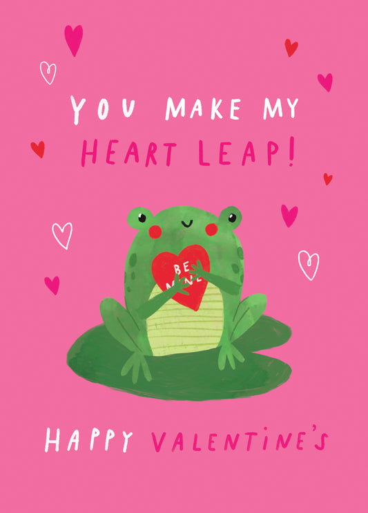 Frog Heart Leap Valentine's Card