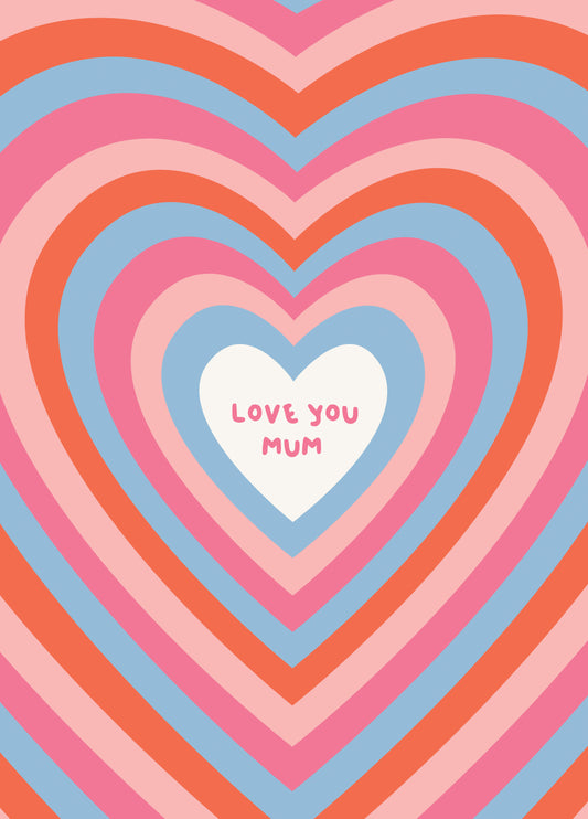 Love You Mum Rainbow Heart Card