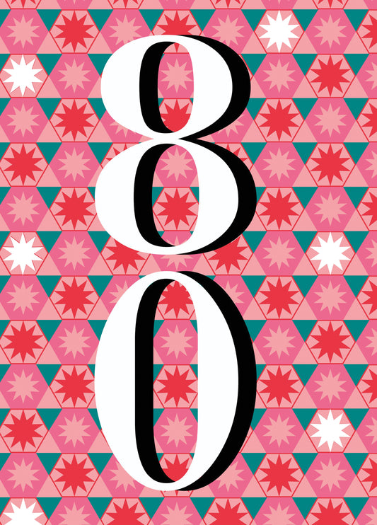 Geometric Stars 80th Birthday Card