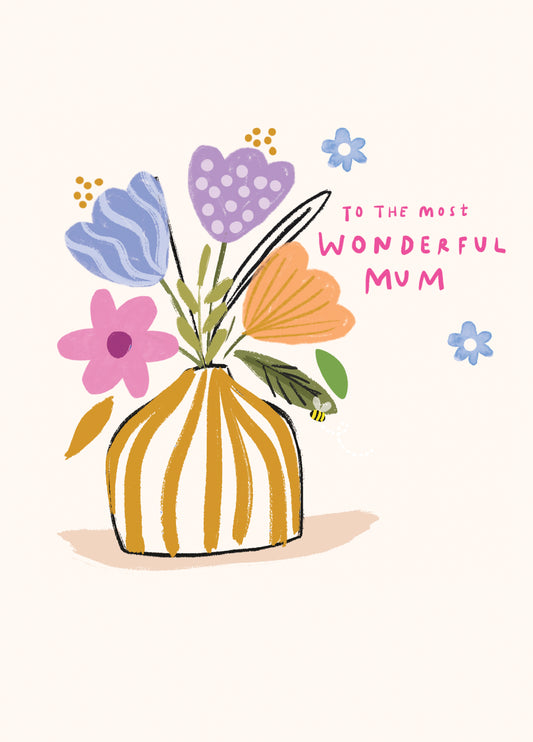 Wonderful Mum Flower Vase Card