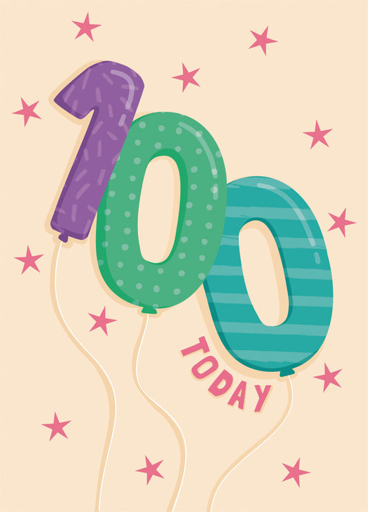 100 Today Balloons Birthday Card