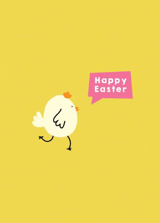 Running Chick Happy Easter Card