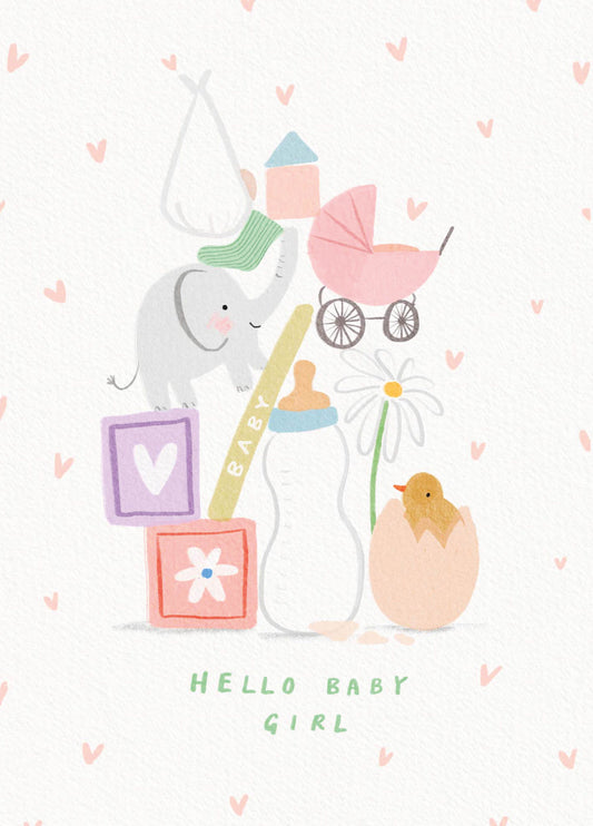 Hello New Baby Girl Card