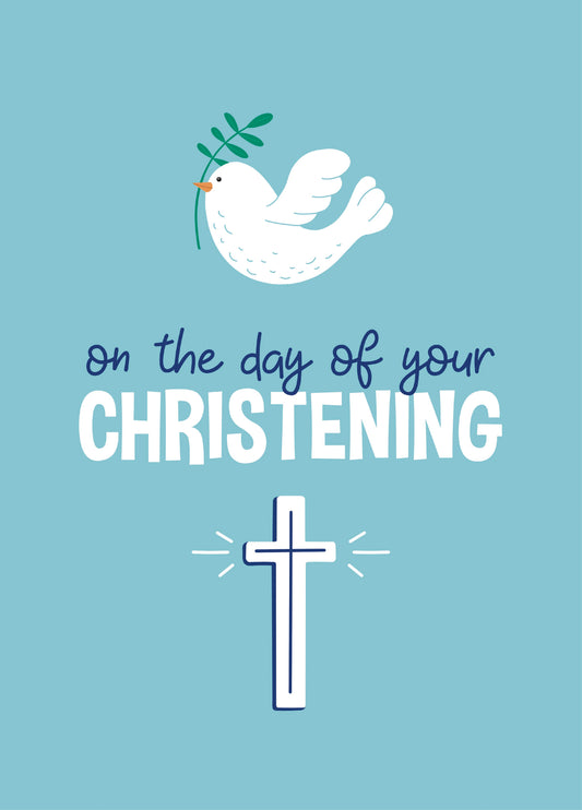 Dove And Cross Christening Card