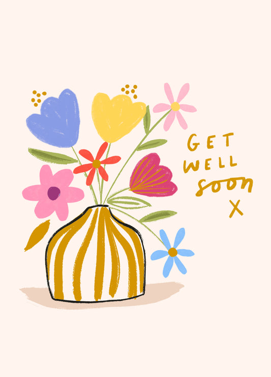 Flower Vase Get Well Soon Card