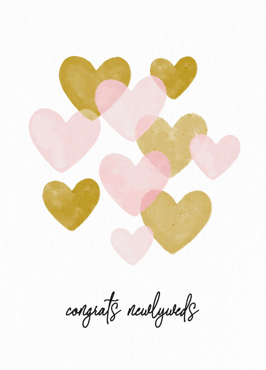 Congrats Newlyweds Hearts Wedding Card