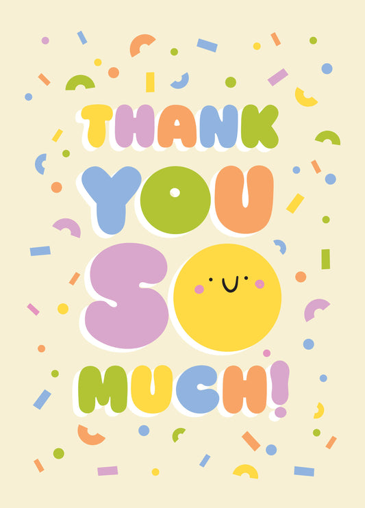 Smiley Face Confetti Thank You Card