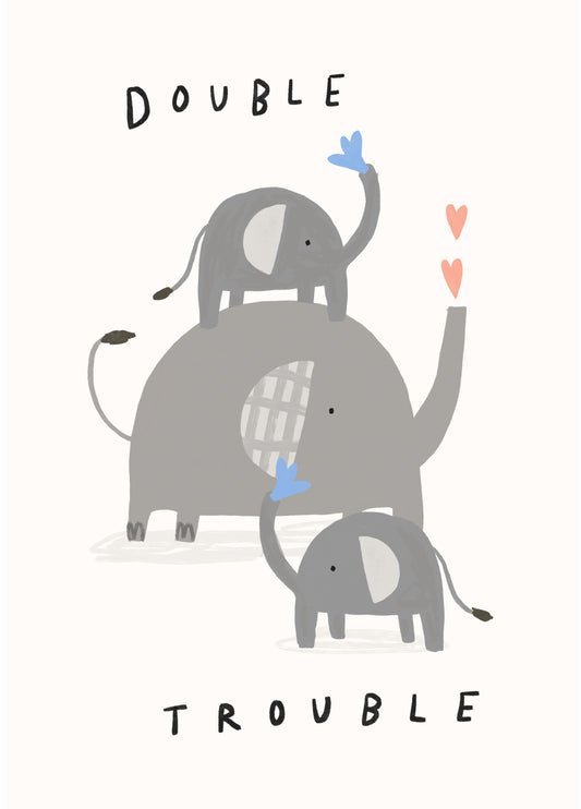 Double Trouble New Baby Twins Card