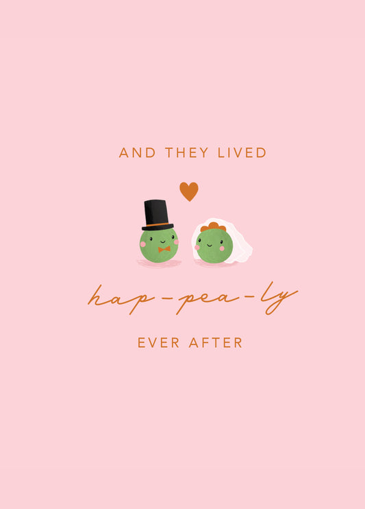Hap-pea-ly Ever After Wedding Card