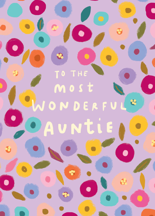 Most Wonderful Auntie Floral Type Card