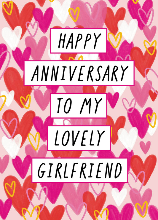 Lovely Girlfriend Hearts Anniversary Card