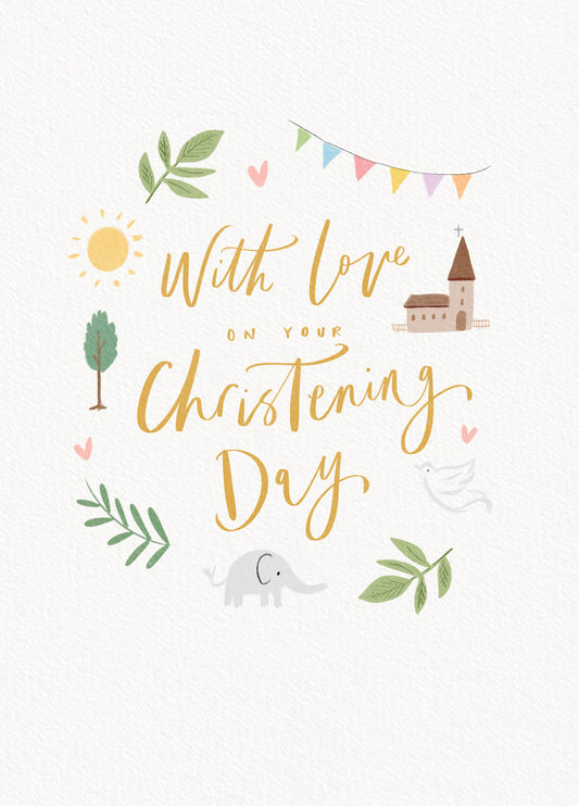 Bunting With Love Christening Card