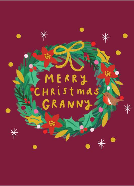 Granny Christmas Wreath Card