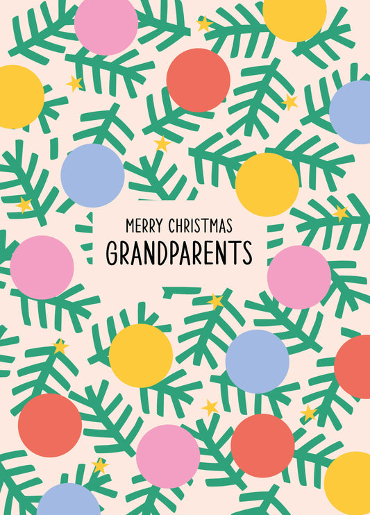 Grandparents Tree Pattern Christmas Card