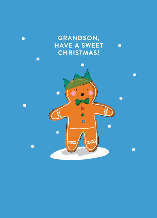Grandson Gingerbread Man Christmas Card