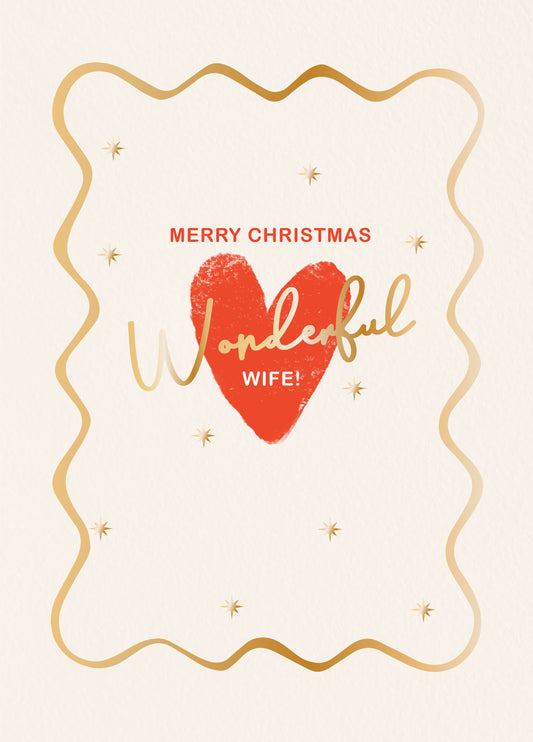 Wonderful Wife Heart Christmas Card
