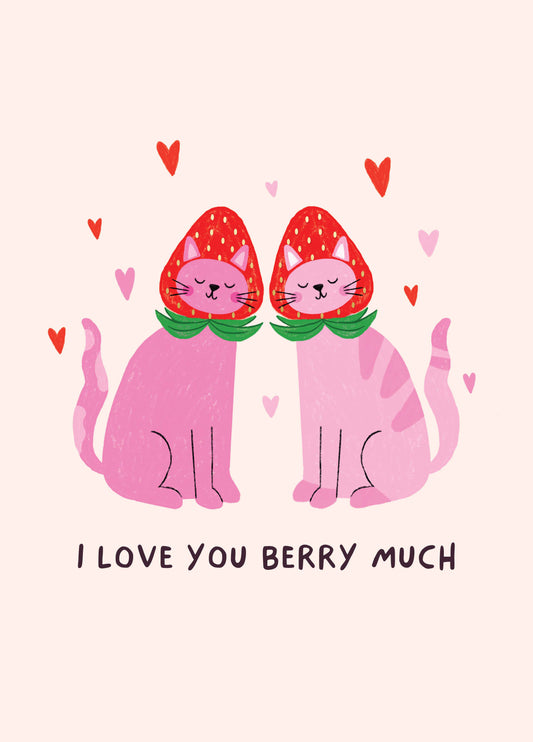 Berry Much Cat Pair Valentine's Card