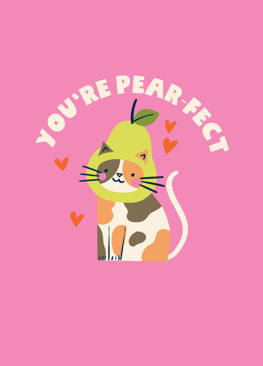 Pear Cat Valentine's Card