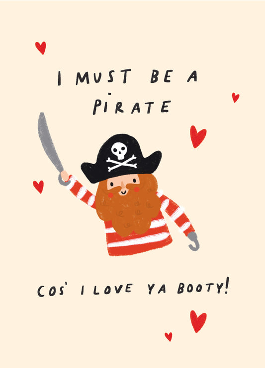 Pirate Love Ya Booty Valentine's Card