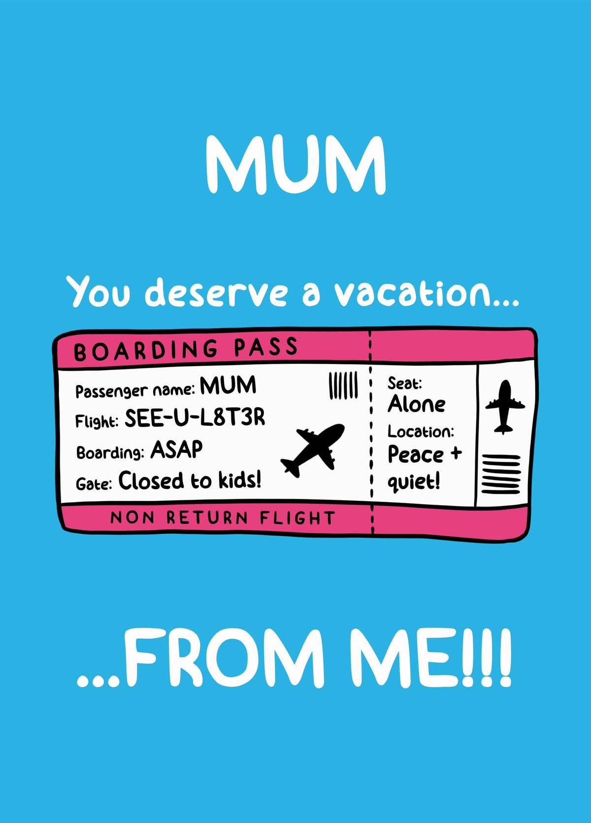 Deserve A Vacation Mother's Day Card