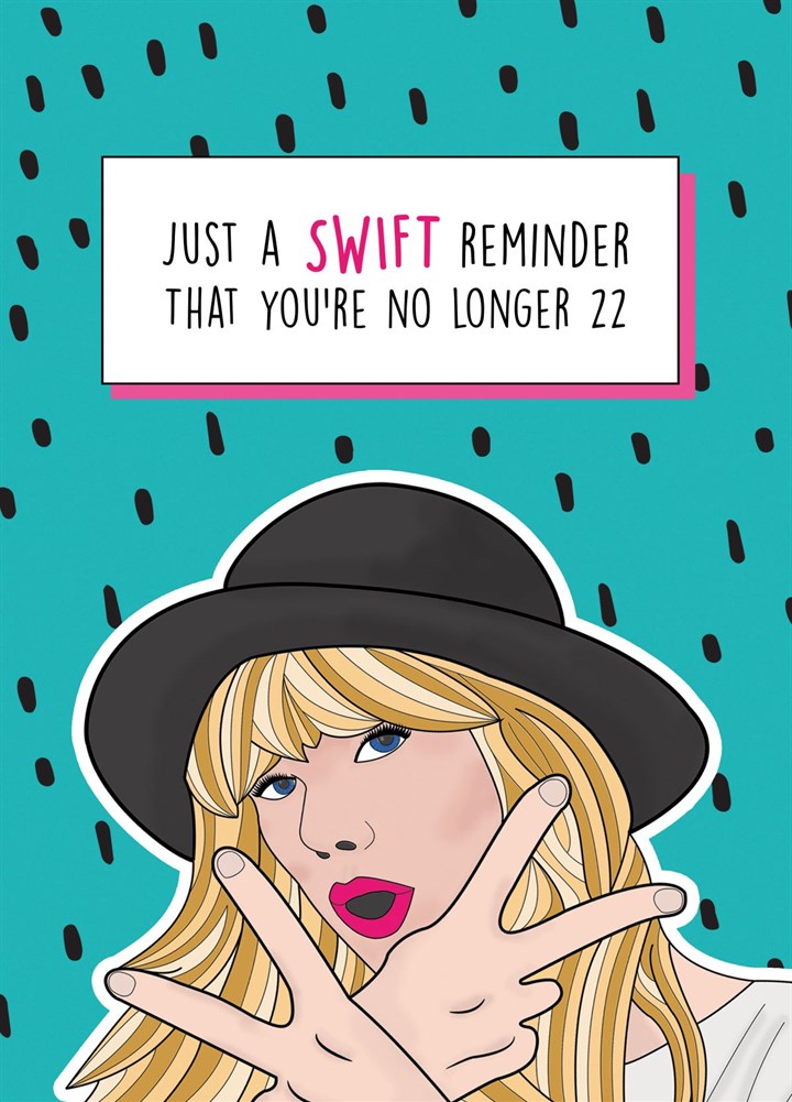 Taylor Swift No Longer 22 Birthday Card