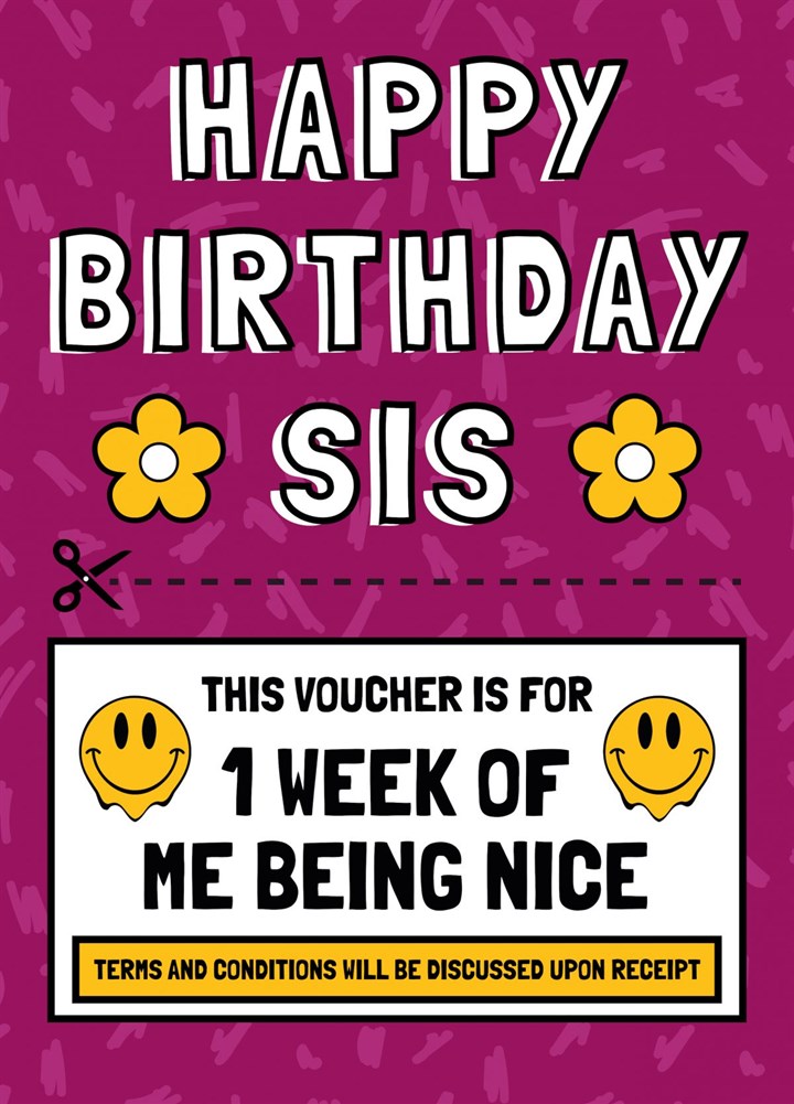 Funny Sister Voucher Birthday Card