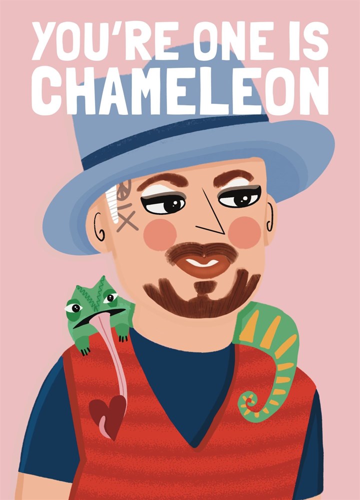 Funny Jungle Boy George Chameleon Card