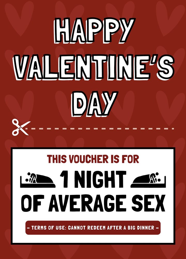 Funny Average Sex Voucher Valentine's Day Card