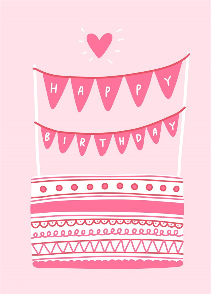 Happy Birthday Pink Cake Card