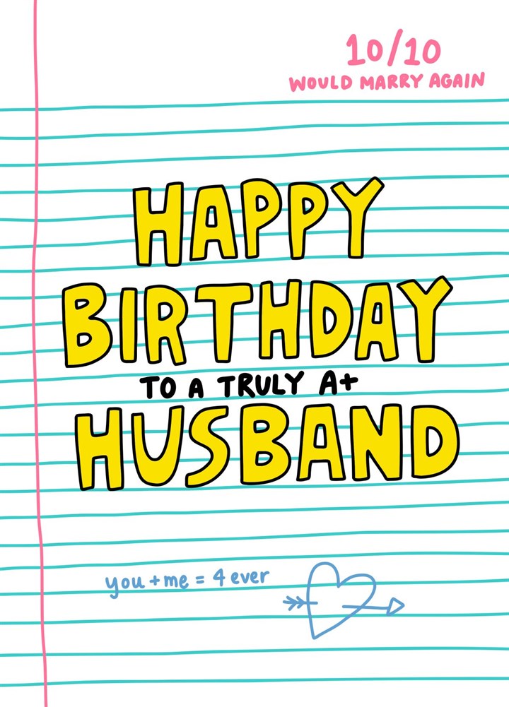 Happy Birthday A+ Husband Card