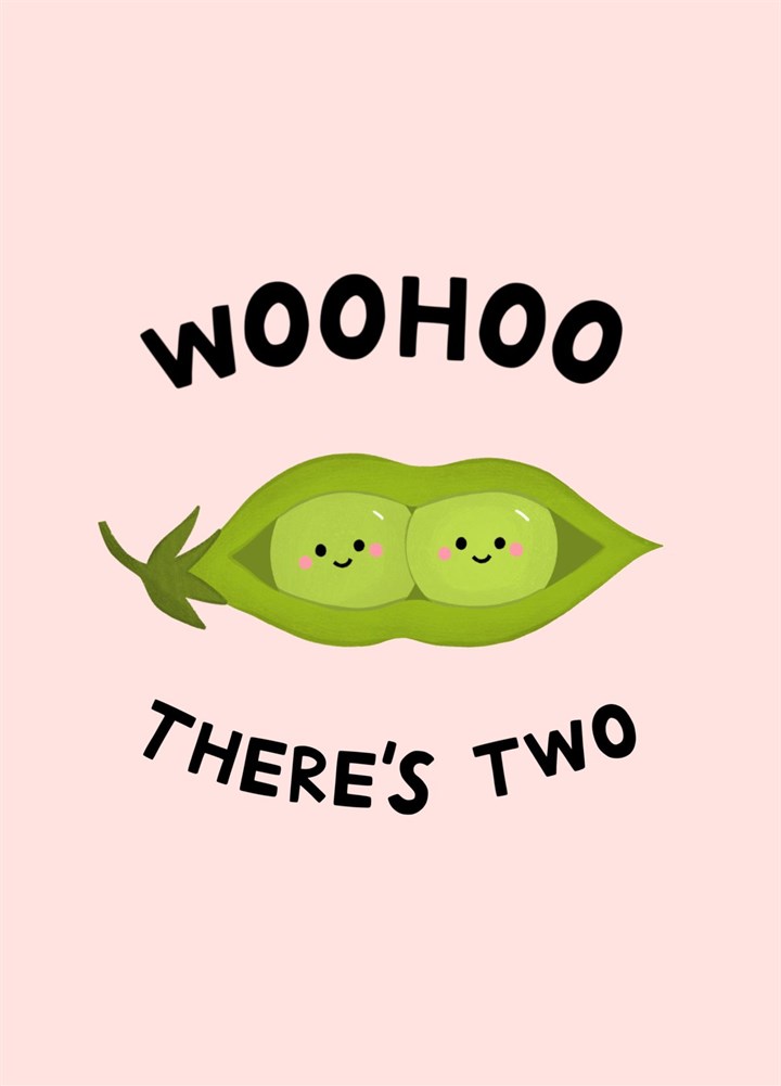 Woohoo There's Two- Funny Twins Baby Card