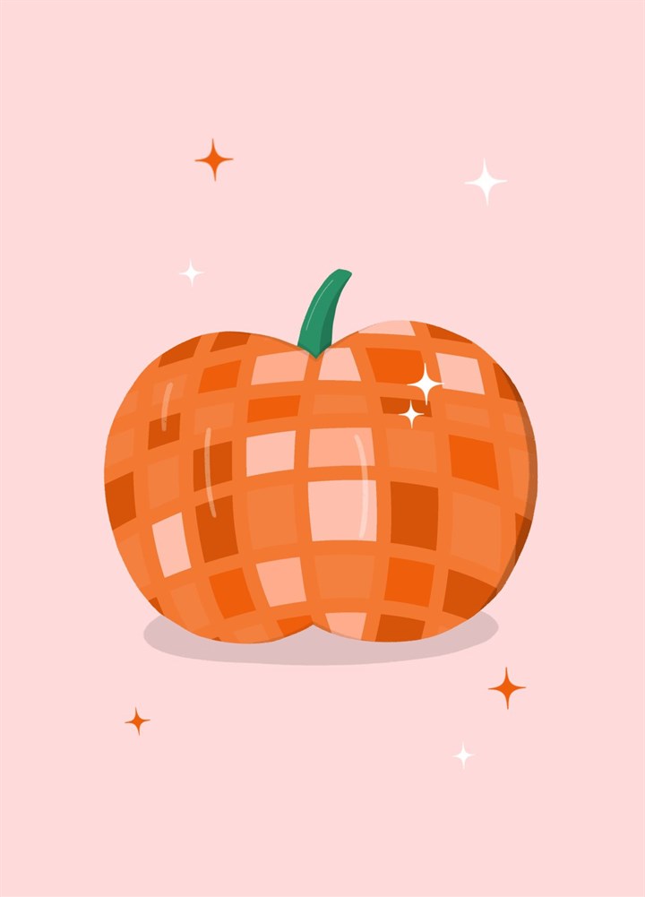 Disco Pumpkin, Cute Discoball Pumpkin Halloween Card