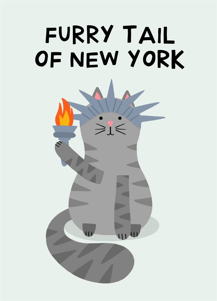 Furry Tail Of New York, Funny Cat Christmas Card
