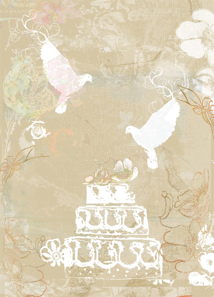 Wedding Cake With Doves Card