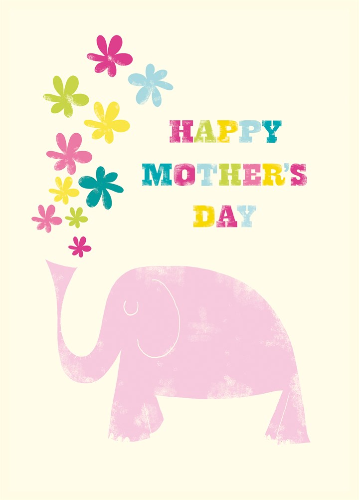 Mother's Day Elephant Flowers Card