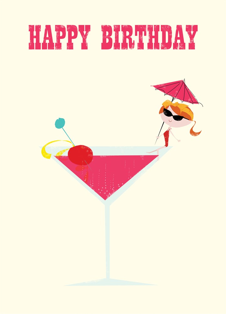 Pink Martini Birthday Card