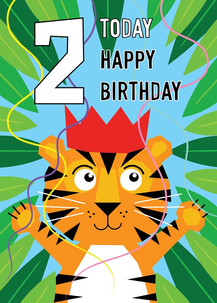 2 Years Old Party Tiger Card