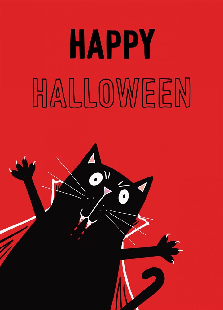 Vampire Cat Halloween Card