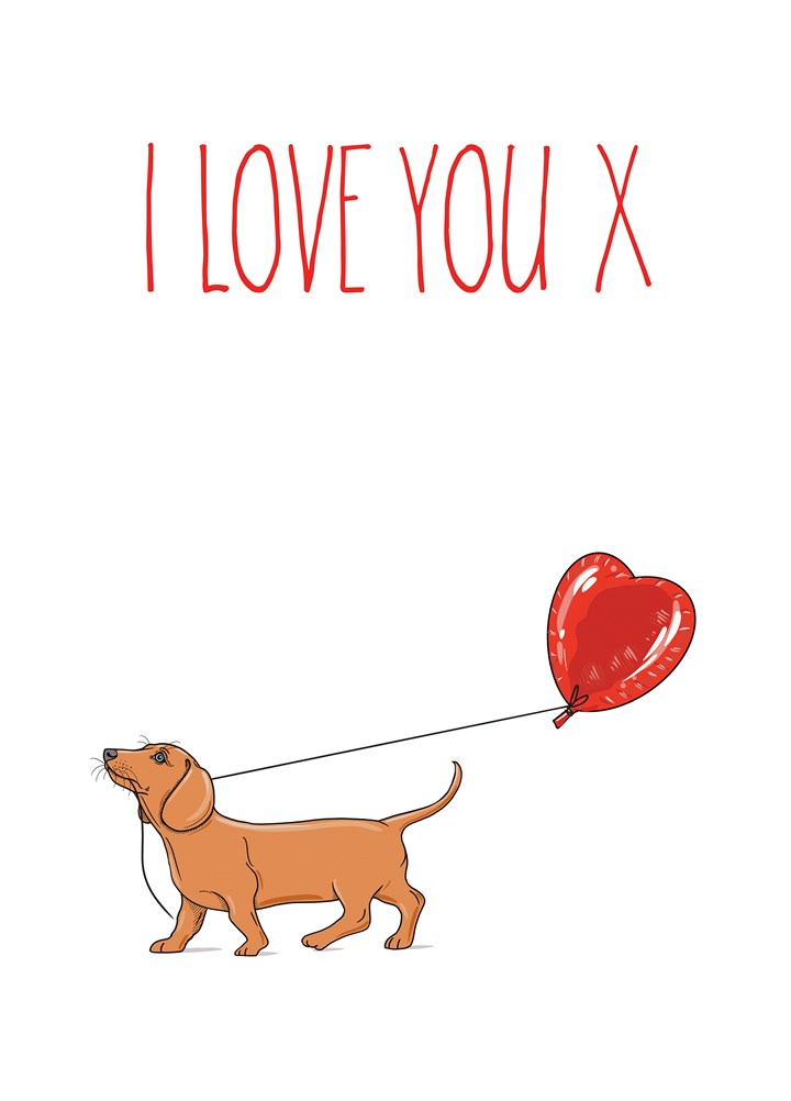 Cute Dog & Balloon I Love You Card