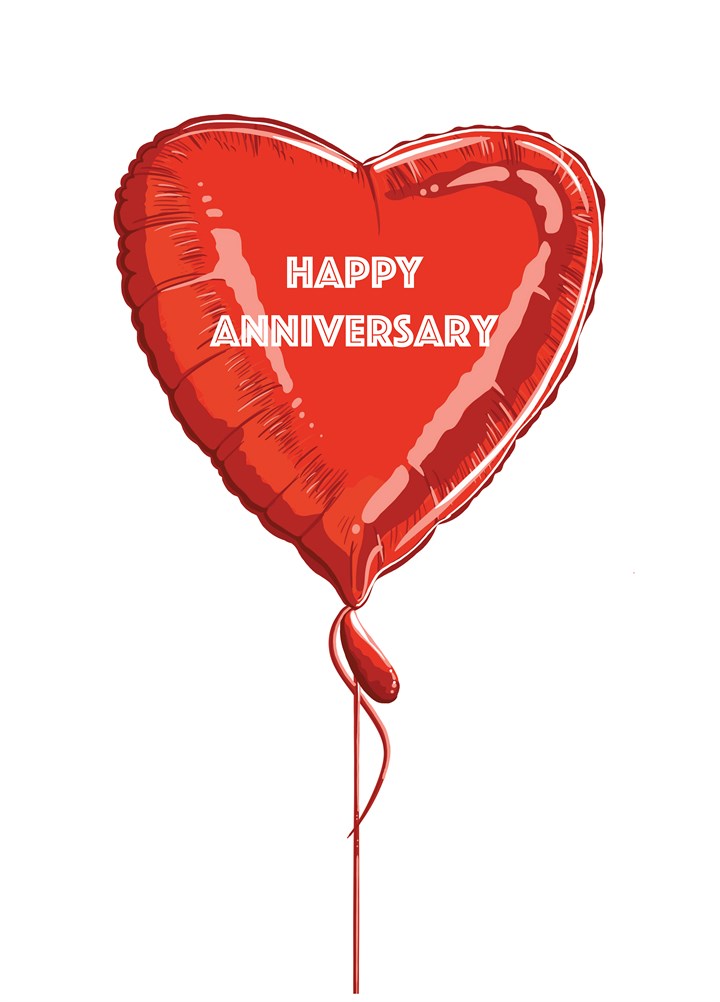 Happy Anniversary Heart Shaped Balloon Card