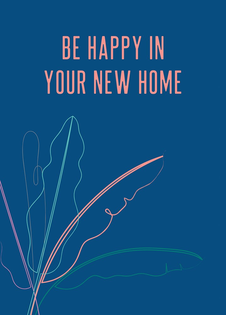 Happy New Home With Palm Leaves Card