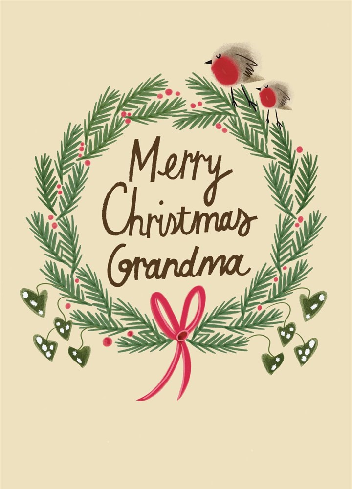 Merry Christmas Grandma, Festive Wreath Card