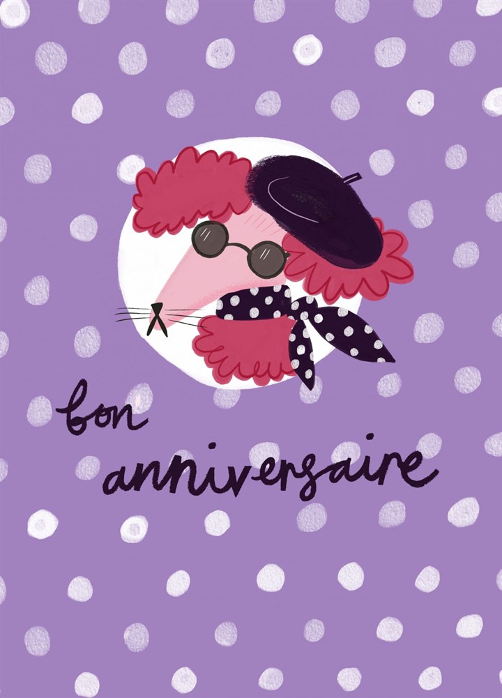 Happy Birthday French Pink Poodle Card